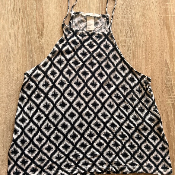 H&M Geometric Black and White Halter Tank Top for Women Size XS - Picture 1 of 3